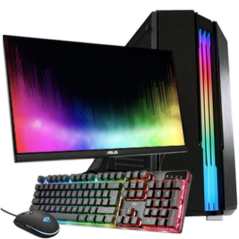 AMD Ryzen 5 met GeForce RTX 3050 (Game PC set inclusief Toetsenbord, Muis en 27 inch Monitor)