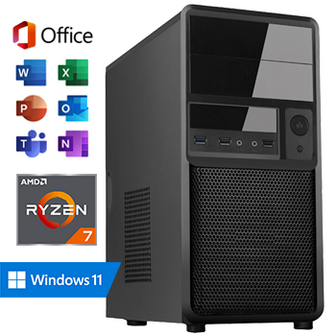 AMD Ryzen 7 - 32GB RAM - 1000GB SSD - WiFi - Bluetooth - Windows 11 Pro - Office 2021 (Word, Excel, Powerpoint, Outlook)