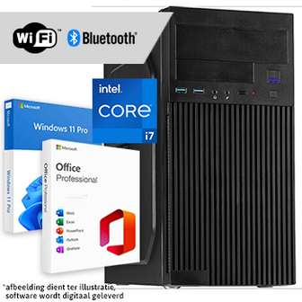 Core i7 compleet met WiFi + Bluetooth + Windows 11 Pro + Office 2024 (Word, Excel, Powerpoint, Outlook)