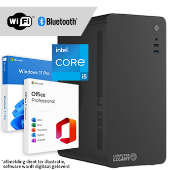Core i5 compleet met WiFi + Bluetooth + Windows 11 Pro + Office 2024 (Word, Excel, Powerpoint, Outlook)