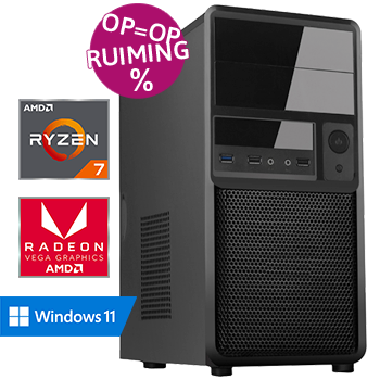 AMD Ryzen 7 (voor de prijs van een Ryzen 5) met 16GB RAM - 500GB SSD - WiFi - Bluetooth - Windows 11 Pro