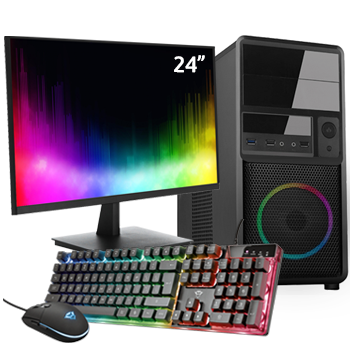 AMD Ryzen 5 met Radeon RX Vega 7 (Budget Game PC set inclusief Toetsenbord, Muis en 24 inch Monitor)