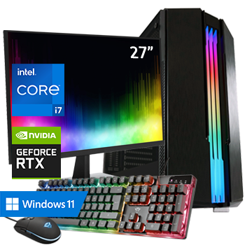 Intel Core i7-F met GeForce RTX 3060 (Game PC set inclusief Toetsenbord, Muis en 27 inch Monitor)
