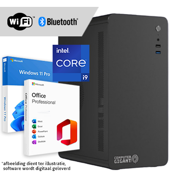 Core i9 compleet met WiFi + Bluetooth + Windows 11 Pro + Office 2024 (Word, Excel, Powerpoint, Outlook)
