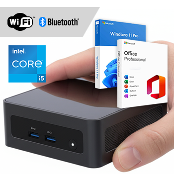 Core i5 Mini PC compleet met WiFi + Bluetooth + Windows 11 Pro + Office 2024 (Word, Excel, Powerpoint, Outlook)