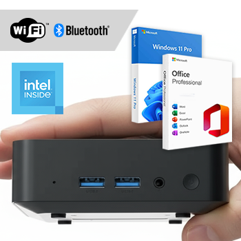 Mini PC compleet met WiFi + Bluetooth + Windows 11 Pro + Office 2024 (Word, Excel, Powerpoint, Outlook)