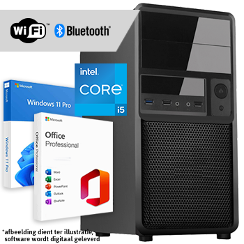 Core i5 compleet met WiFi + Bluetooth + Windows 11 Pro + Office 2024 (Word, Excel, Powerpoint, Outlook)