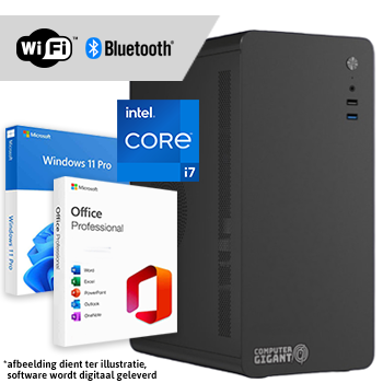 Core i7 compleet met WiFi + Bluetooth + Windows 11 Pro + Office 2024 (Word, Excel, Powerpoint, Outlook)